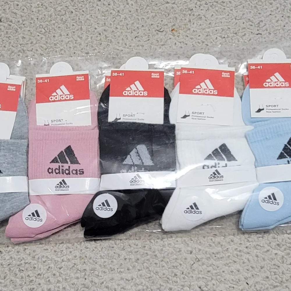 Adidas ankle women socks 10 Pairs , Size 36-41‎  blue ,white,black,pink,gray